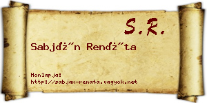 Sabján Renáta névjegykártya
