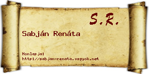 Sabján Renáta névjegykártya
